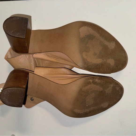 Steve Madden Nonstp Open Toe Leather Heel Shooties Tan Beige Womens Size 10 - Picture 10 of 12